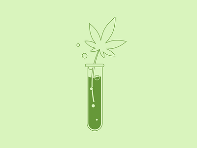 Cannabis Science breakthrough bubbles cannabis green icon marijuana minimal plant science test tube vector weed