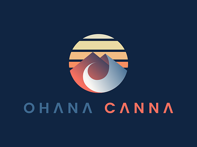Ohana Canna Logo brand design branding cannabis gradient logo logo design marijuana mountain ohana sunset wave weed