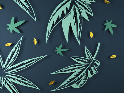 3D Fall Leaves 3d autumn blender cannabis depth fall gold green leaves marijuana paper cutout render thanksgiving