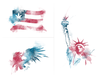 Capital Cannabis Custom Graphics america cannabis eagle flag iconic icons liberty marijuana national oregon united states usa watercolor