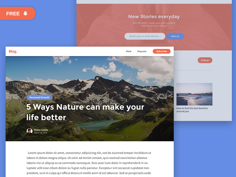 Blog Post Design Template (Freebie) by Pedro Cortés on Dribbble