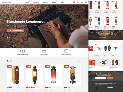 Handmade Longboard E-commerce Website concept business concept e commerce ecommerce longboard sales selling skate startup webdesign website