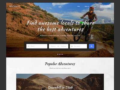 Adventure Guide - Website/Startup concept landing page concept design flat landing photo photoshop startup typography ui ux web