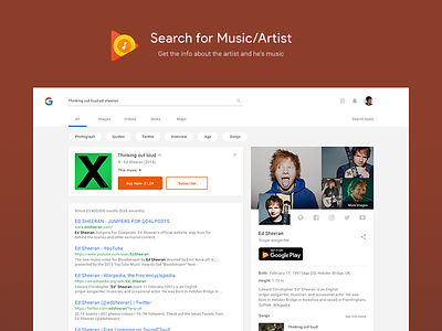 Google Search Redesign - Searching for Music/Artist case concept design google material music optimization redesign result search study web