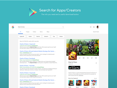 Google Search Redesign - Searching for Apps/Devs app buy case study concept design google material optimization product redesign result search