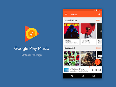 Google Play Music Material Redesign (Home) app case concept design google material music optimization redesign result search study