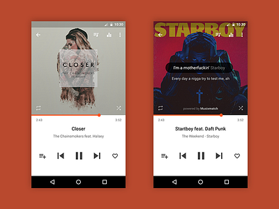Player - Google Play Music Material Redesign