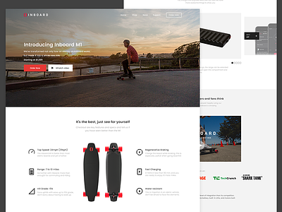 Inboard - Landing Page Concept design display electric landing page product skateboard startup web