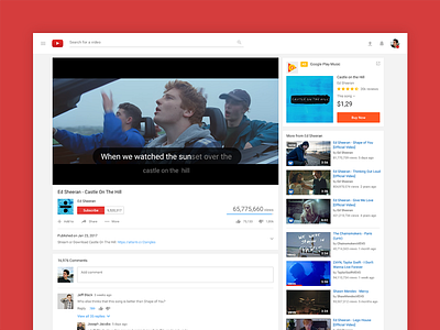 Youtube Redesign - Video page (while watching a music video)