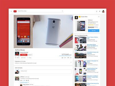 Youtube Material Redesign - Video page (E-commerce ad)