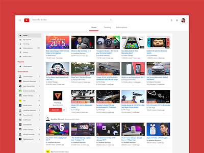 Youtube Material Redesign - Homepage behance case concept google homepage music redesign startup study video youtube