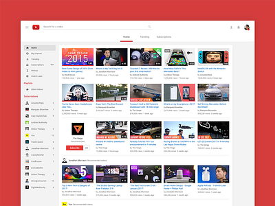 Youtube Material Redesign - Homepage