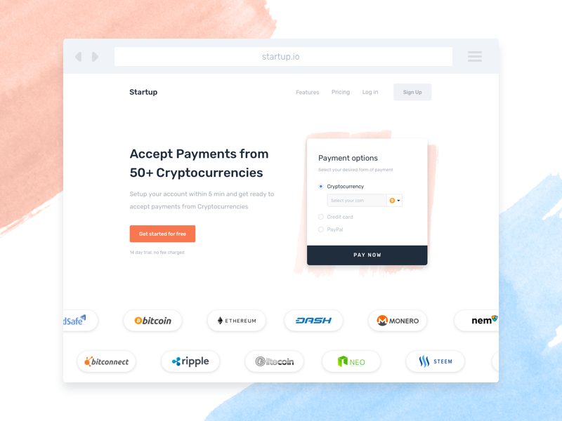 landing page payment cryptocurrency