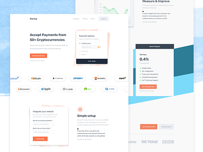 Cryptocurrency Payment Landing Page bitcoin blue clean cryptocurriency header landing landing page orange payments ux web website