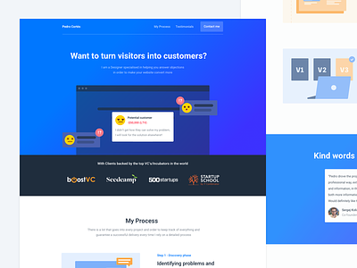 Full page - Personal Website project blue conversion illustration landing page orange personal website problems saas scanner web