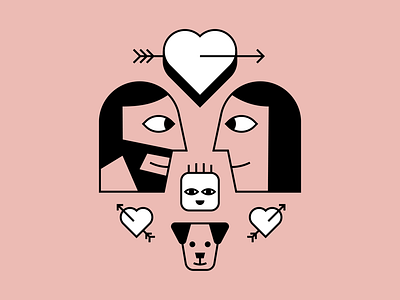 Family design family geometric heart illustration line art lines love shapes valentines