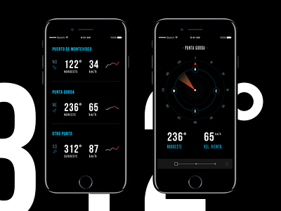 Cargo Ships Compass app black blue concept dark design fui interface ios iphone ui ux