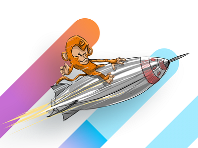 Monkop Illustration app blue brand clean concept design graphic illustration monkey orange web website