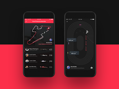 Race Mini game app black clean concept dark design f1 interface race red ui ux