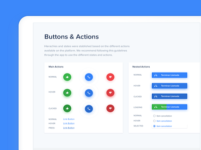 Styleguide - Buttons & Actions app blue clean design guidelines interface minimal simple ui ux web