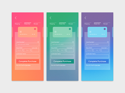 Daily UI cards checkout colorful credit card credit card checkout credit card form dailyui dailyui 002 dailyuichallenge gradient color gradients ios uidaily uidesign uidesigns