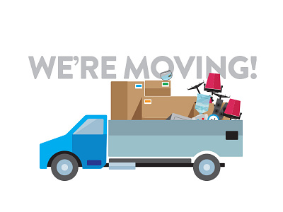 We're Moving! art company flat flatui icon moving startup truck