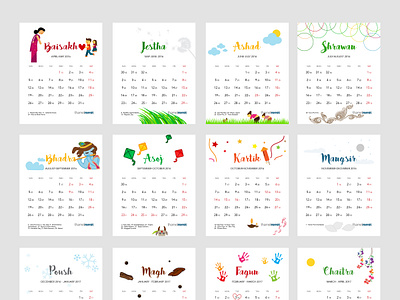 Table-top calendars for the Nepali New Year by Expresiv Studios on Dribbble