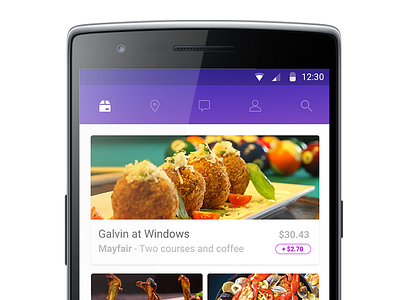 For the love of color purple and top menu in Andriod android app application design material design mobile phone ui uiux