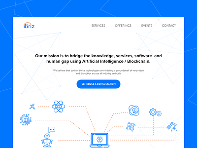Landing page design for iBriz blockchain consult landing sketch webpage website