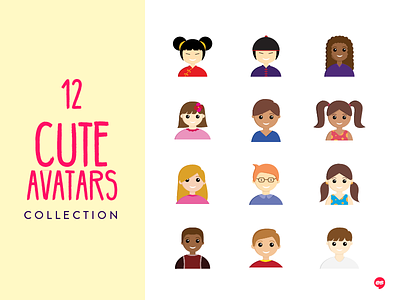 12 Cute Avatars avatar collection icon illustration purchase sale vector