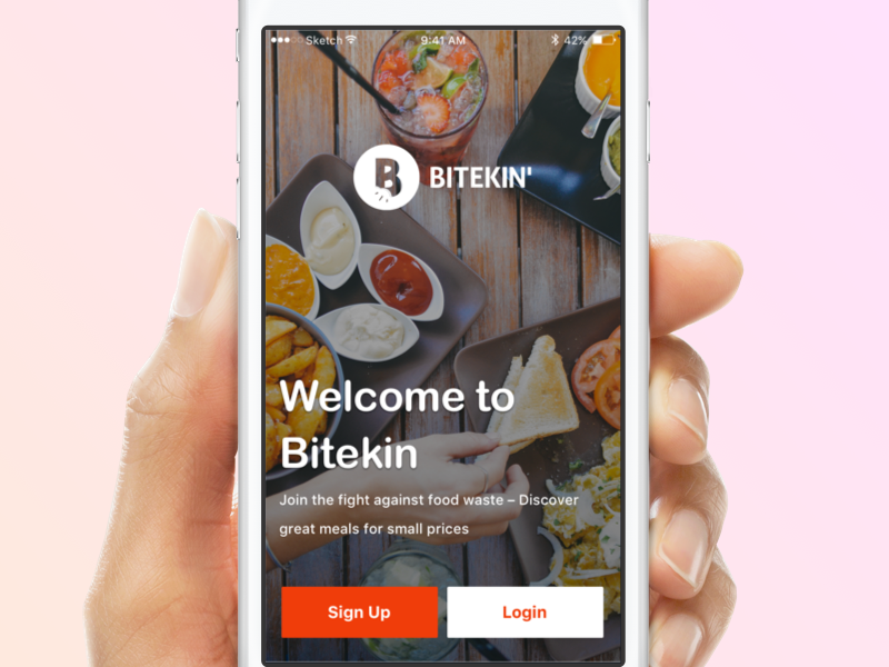 Login Screen - Bitekin designer user buy login interface ux ui design startup food