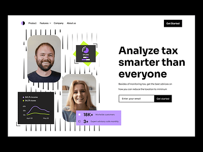 tax analyzer: landing page design analytics app application data design hero income landing landing page management page revenue saas tax ui web page webflow website