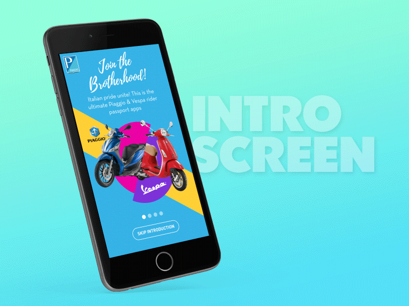 Piaggio App - Intro Screen ae animation app gif interface intro mobile piaggio ui ux