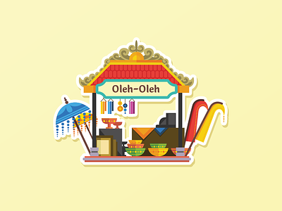 Pasar Oleh-Oleh bali colorful icon illustration indonesia map marker market place souvenir stall vector