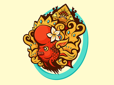 Bali Louhan - Mascot Design aquarium bali barong community culture exotic fish hobby illustration logo louhan vector