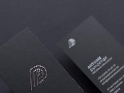 Business Cards Antoine Dumortier black branding business card cards line logo metal minimal print