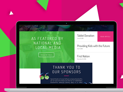 Non-profit - UI article education kids news non pink profit sketch ui website