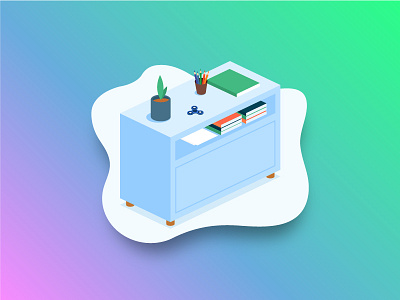 Isometric - Illustration cupboard fidget gradient illustration isometric objects spinner table