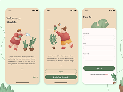 Daily UI #1- Sign Up app challenge graphic design green ios mobile plants sign in signup ui