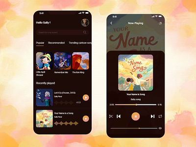 Daily UI #9- Music Player app baby song cartoon challenge design desniy graphic design mobile music ui uiux
