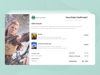 Daily UI #17- Email Receipt email email receipt graphic design playstation ui ui challeng ux video games