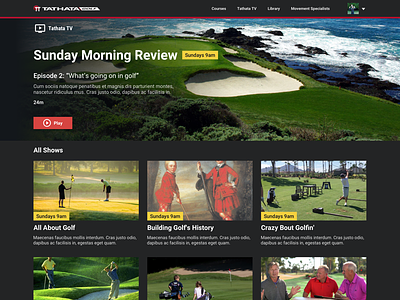 Golf TV! app crazy bout golfin golf golfing television tv ui ux web app