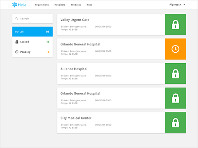 Helia Manufacturer View app hospital invoice invoicing medical ui ux web app
