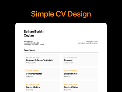 Simple CV Design apple card design ui ux