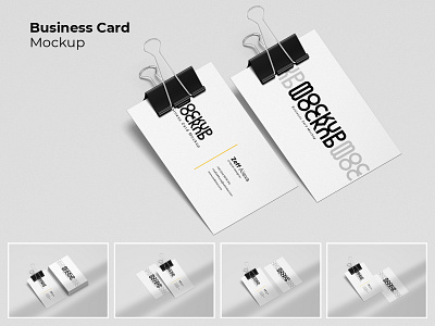 Business Card Mockup With Paper Clip brand branding business business card card clean company contact corporate id minimalist mock mockup modern print stationery up