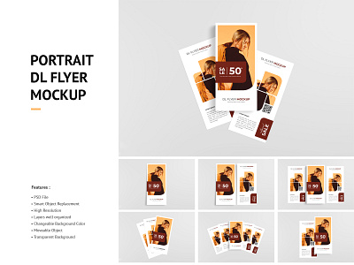 Portrait DL Flyer Mockup brand branding brochure business company corporate design dl dl flyer flyer mockup portrait printing
