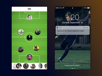 NFX - Real Life Football App Pitch Game Page