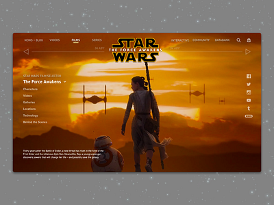 #1.3 Shots for Practice | Star Wars: The Force Awakens app branding clean design illustration landing page minimal movie redesign responsive sketch star wars the force awakens typography ui ux web website