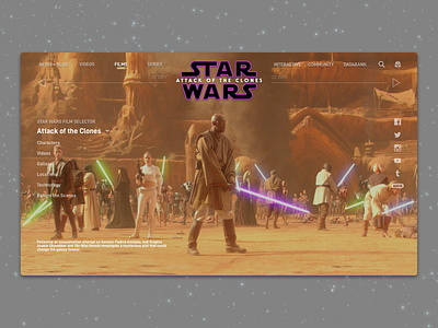 #1.14 Shots for Practice | Star Wars: Attack of the Clones attack of the clones branding clean design disney landing page minimal movie redesign responsive sketch star wars typography ui ux web website