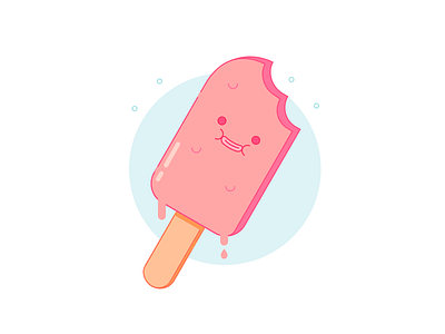 Melting IceCream character drawing flat icecream illustration strawberry
